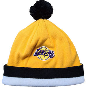 MITCHELL & NESS Hardwood Classics Los Angeles Lakes Knit Pom Pom Beanie Cap